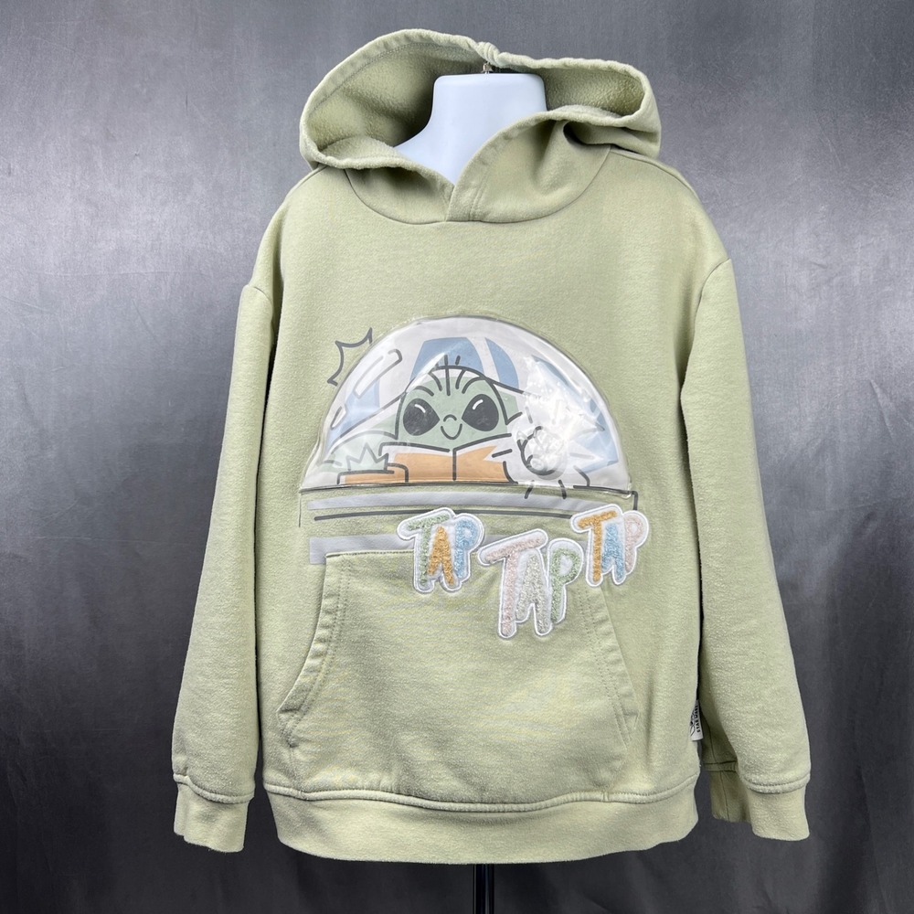Star Wars Disney Parks Grogu Baby Yoda Sage Green Hoodie Kids Size 7/8 Pullover
